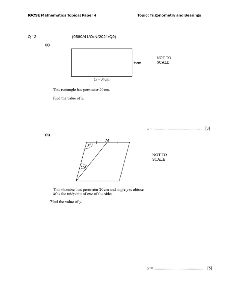 IGCSE Trigonometry & Bearings Q&A | PDF | Combinatorics | Geometry