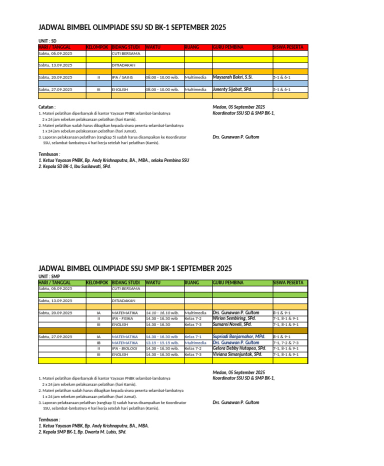 ROSTER SSU September | PDF