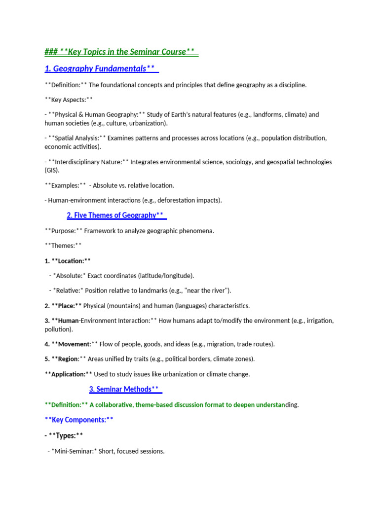 Geography Seminar Topics Overview 2025 | PDF | Geography | Earth Sciences
