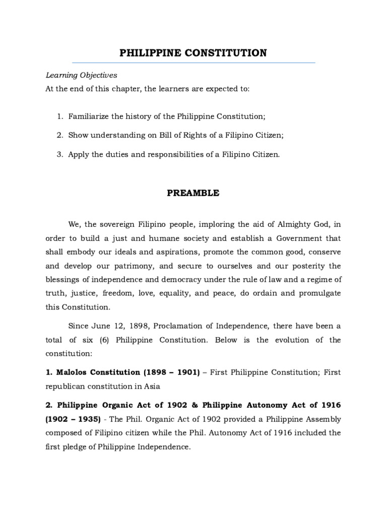 Philippine Constitution Overview and Rights | PDF | Common Law ...