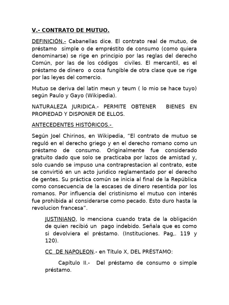 Contrato de Mutuo: Definición y Clases | PDF | Finanzas personales ...