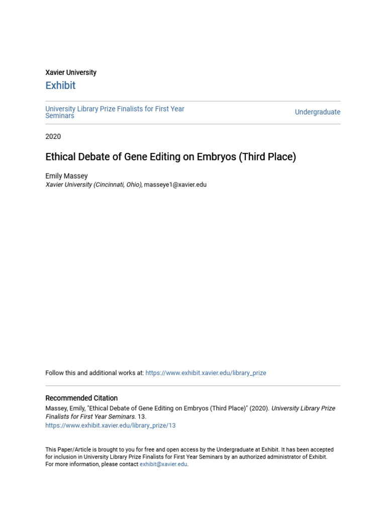 Ethical Debate of Gene Editing On Embryos (Third Place) | PDF ...