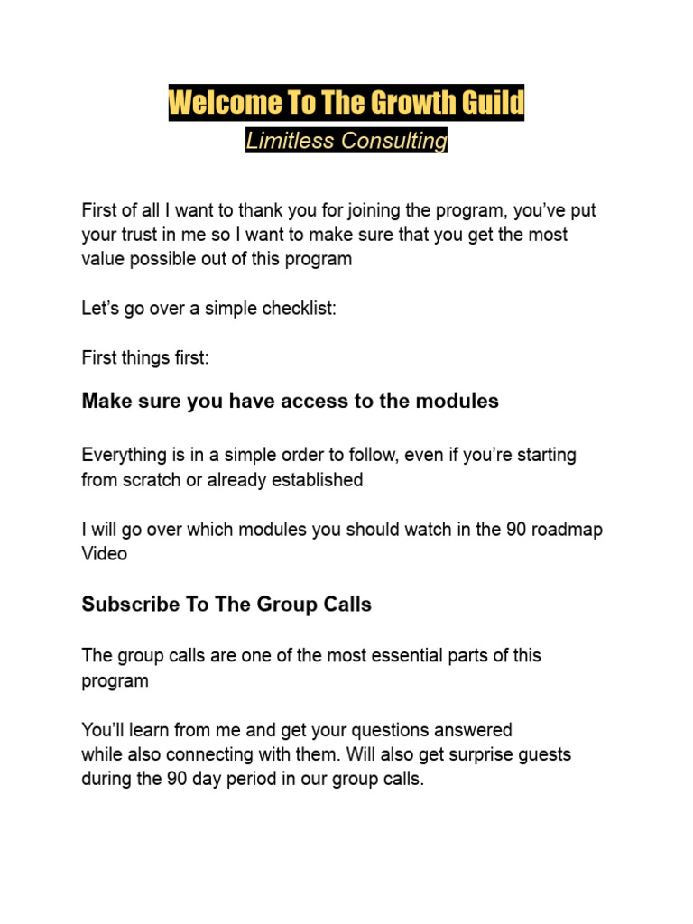 Welcome to The Growth Guild Program | PDF