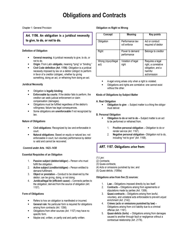 Understanding Legal Obligations and Contracts | PDF | Law Of ...