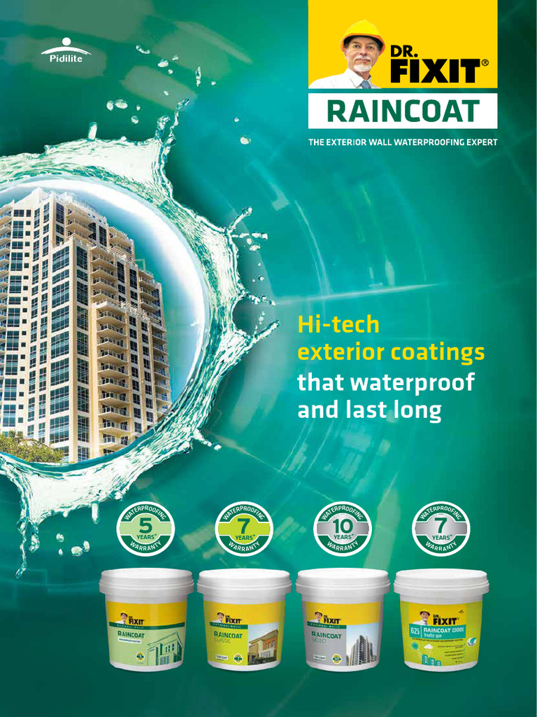 Dr. Fixit Raincoat Waterproofing Guide | PDF | Coating | Acrylic Paint
