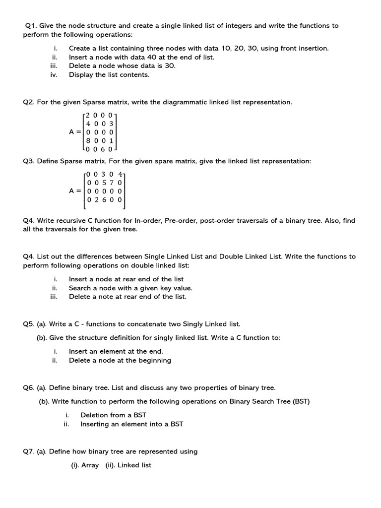 Linked List and Binary Tree Operations | PDF | Discrete Mathematics ...