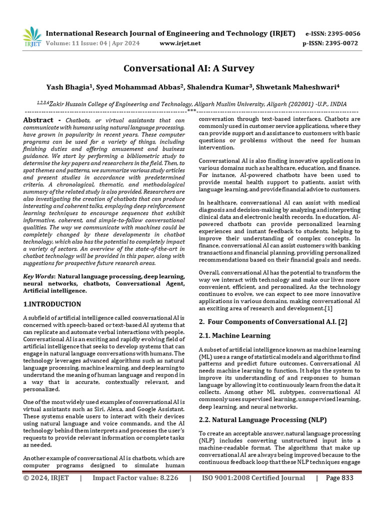 Survey on Conversational AI Trends | PDF | Speech Recognition ...