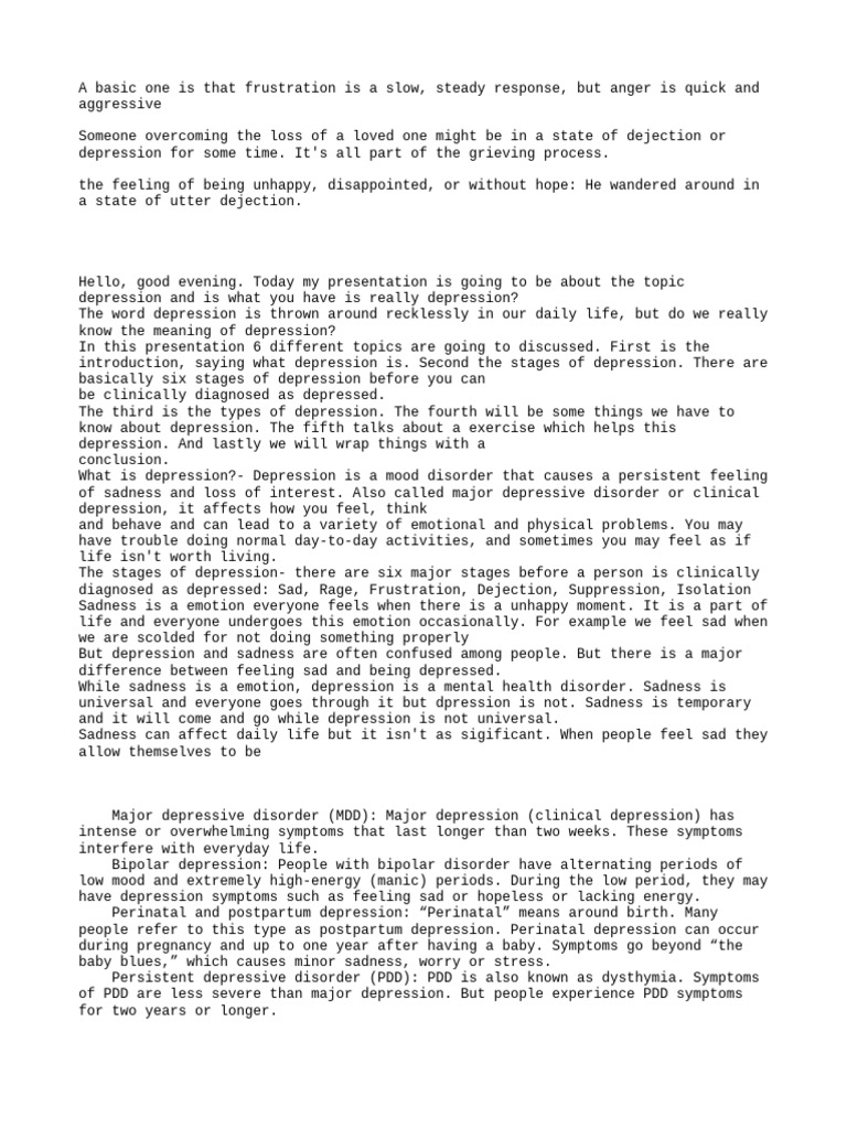 Understanding Depression: Types & Stages | PDF | Major Depressive ...