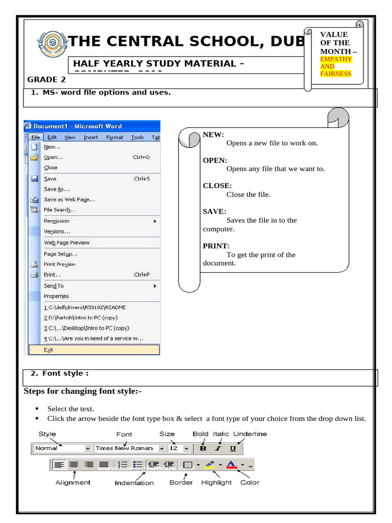 Grade 2 Computer Skills Guide | PDF | Text | Software