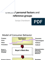 Effects of personal factors like age, family life cycle stage, occupation, personality, lifestyle and reference groups on consumer behavior