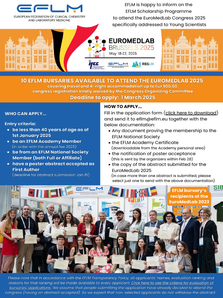 EFLM Bursaries For Young Scientists 1 | PDF