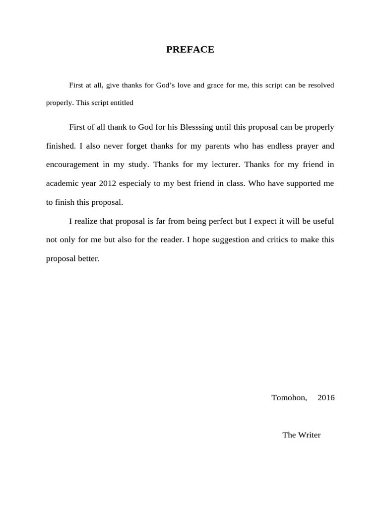 Gratitude in Academic Proposal Preface | PDF