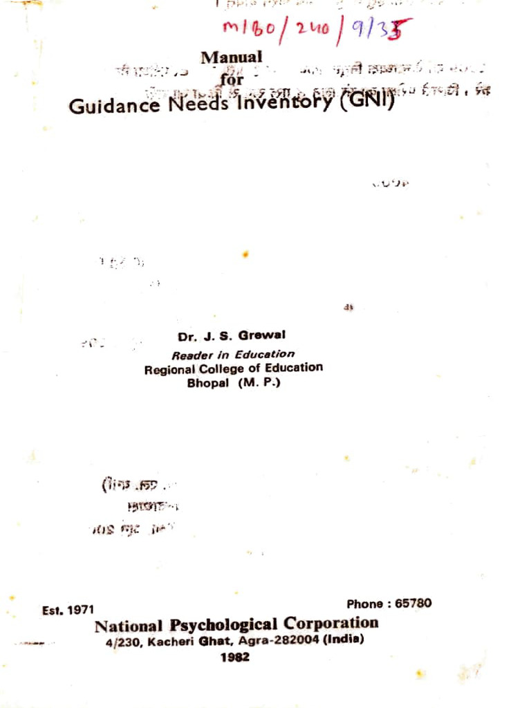 Guidance Needs Inventory for Students | PDF | Psychological Concepts ...