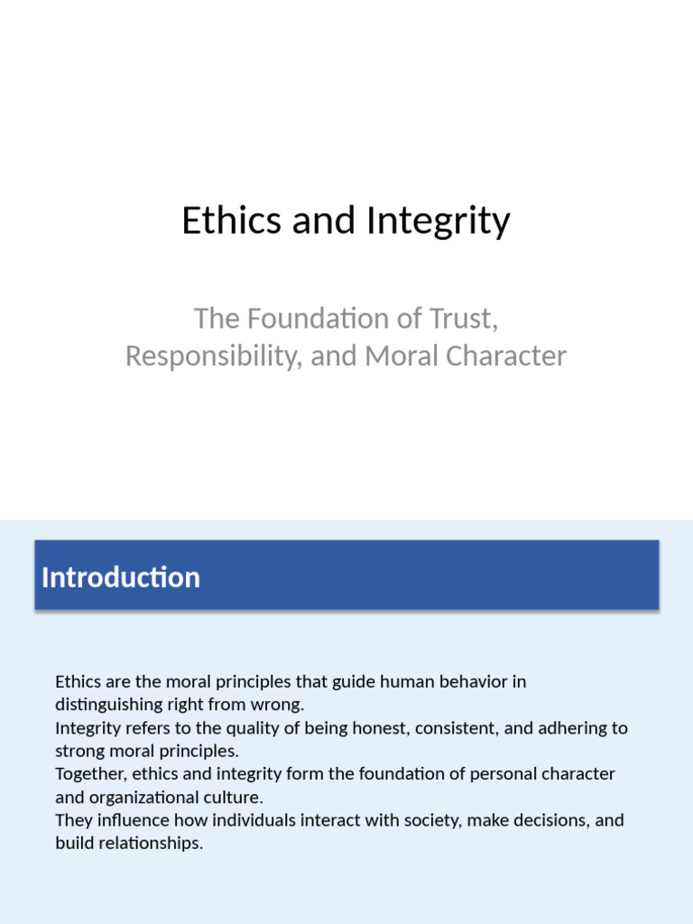 Ethics and Integrity Creative Points | PDF