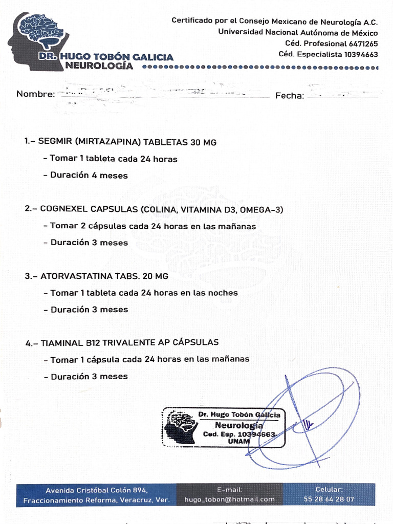Receta en Blanco Neurólogo | PDF