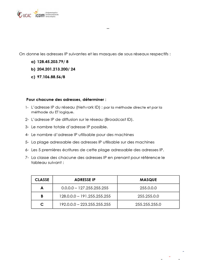 Analyse des adresses IP et sous-réseaux | PDF