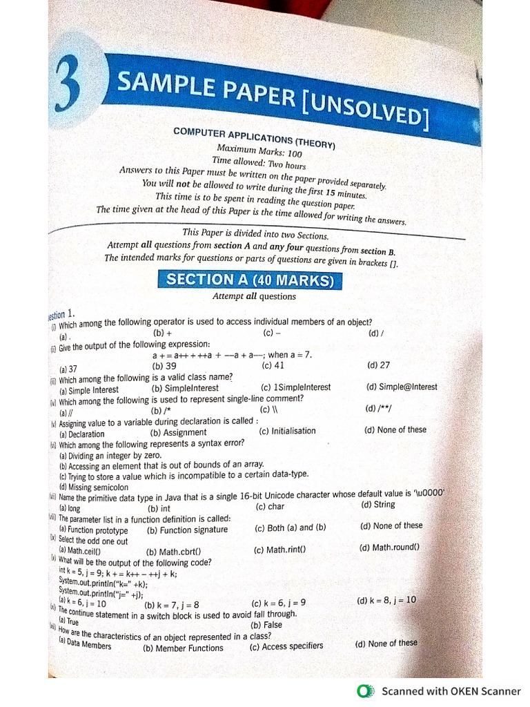 Sample Paper 3 | PDF