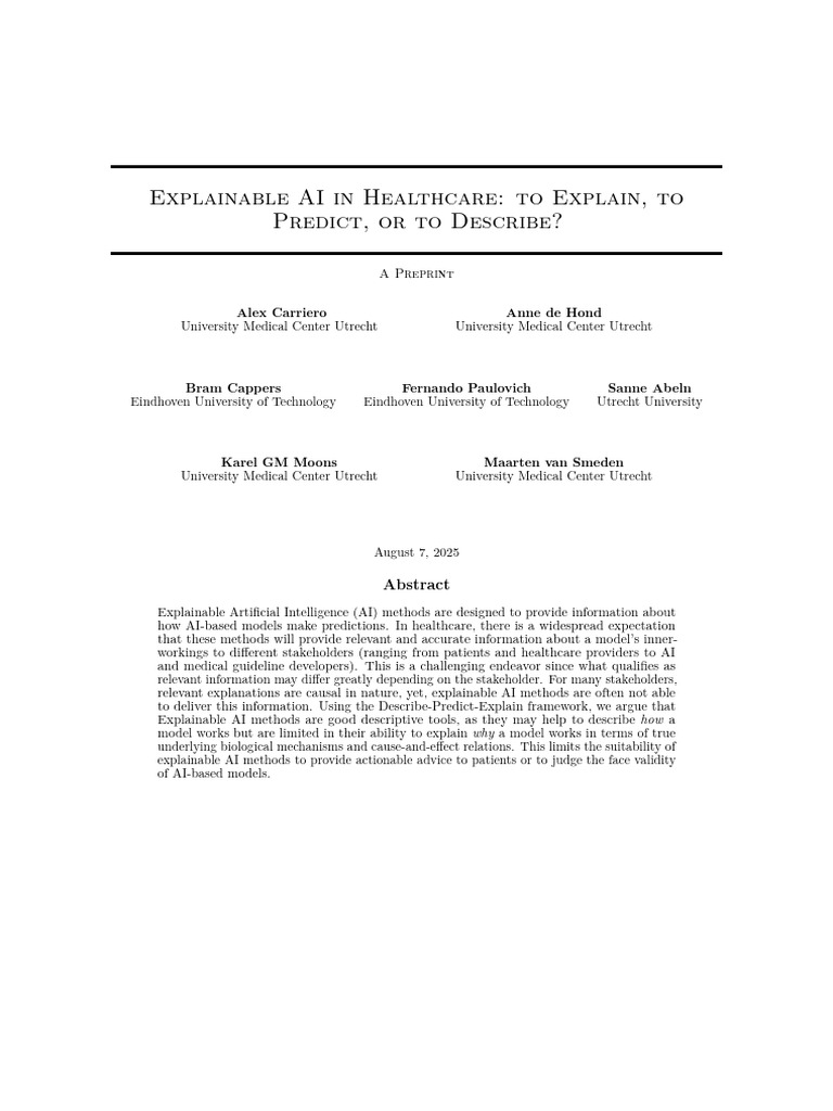 Explainable AI in Healthcare Paper | PDF | Prediction | Artificial ...