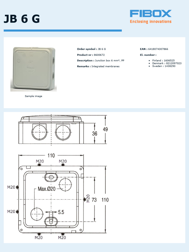 JB 6 G Junction Box Specifications | PDF | Manufactured Goods ...