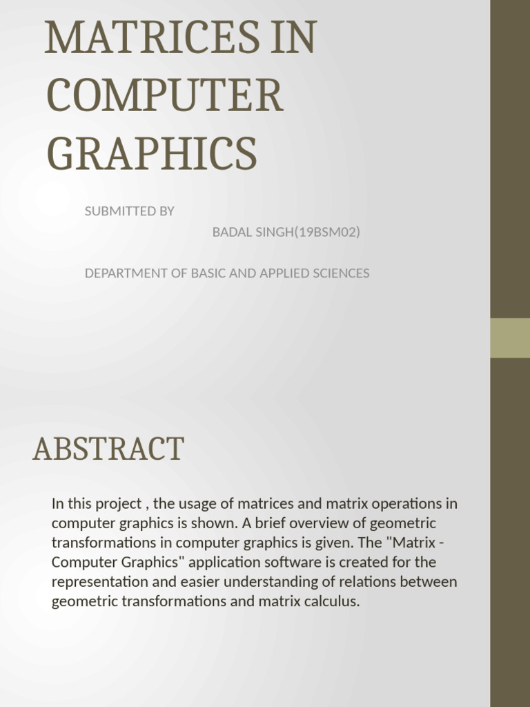 Matrix Operations in Computer Graphics | PDF | 2 D Computer Graphics ...