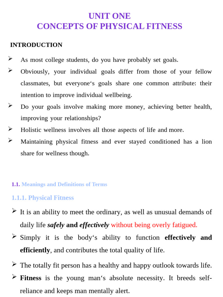 Understanding Physical Fitness Concepts | PDF | Physical Fitness ...