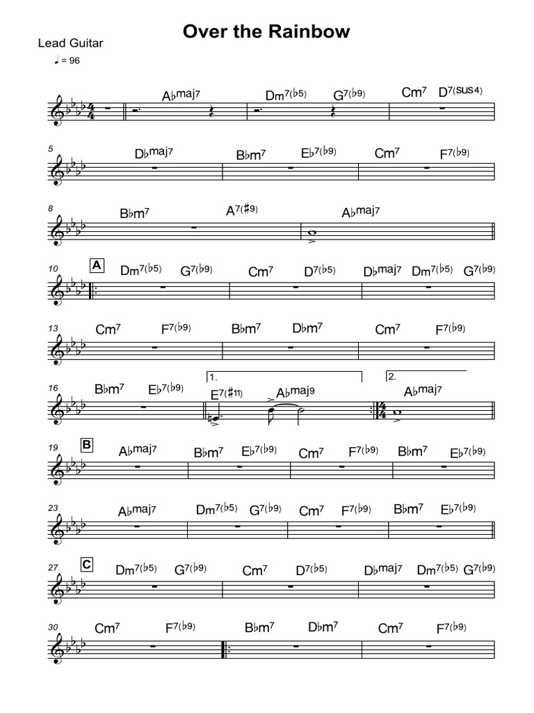 Over the Rainbow Guitar Tabs | PDF