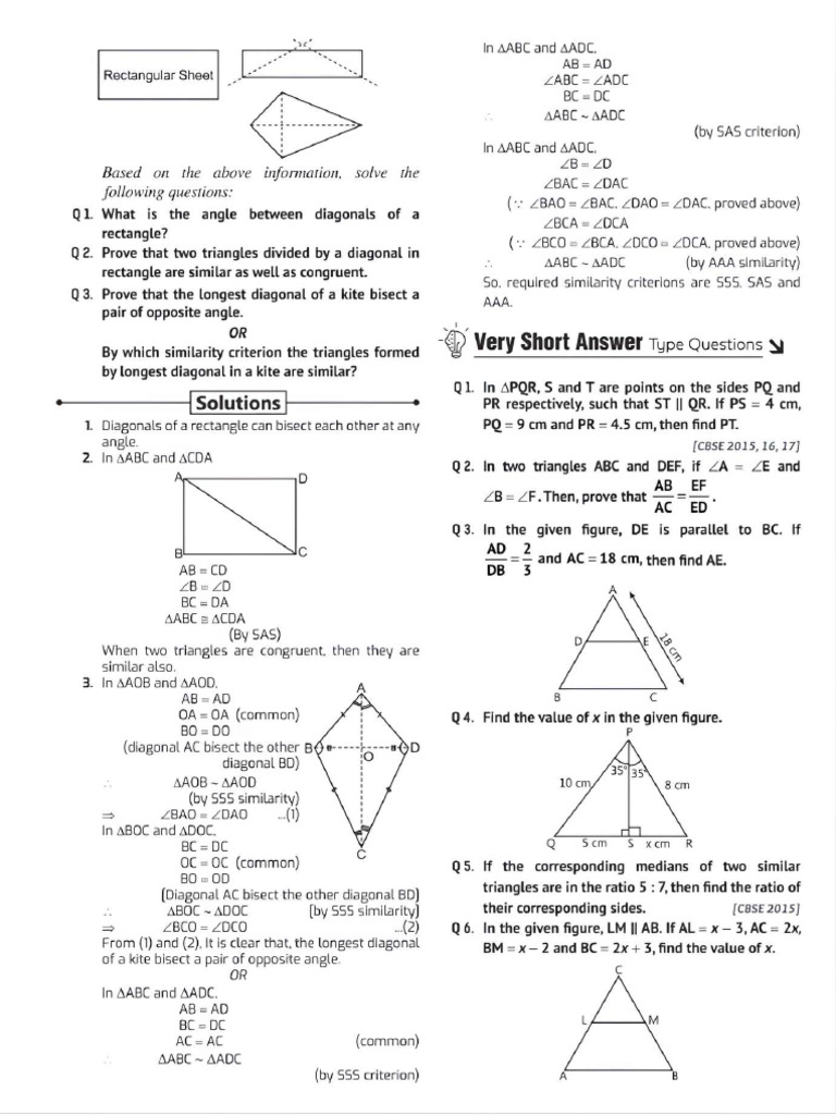Triangles Important Question | PDF