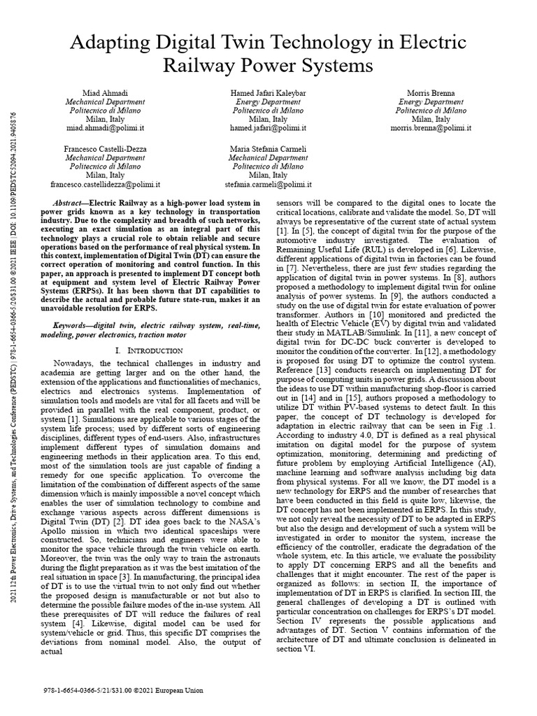 Digital Twin for Electric Railways | PDF | Simulation | System
