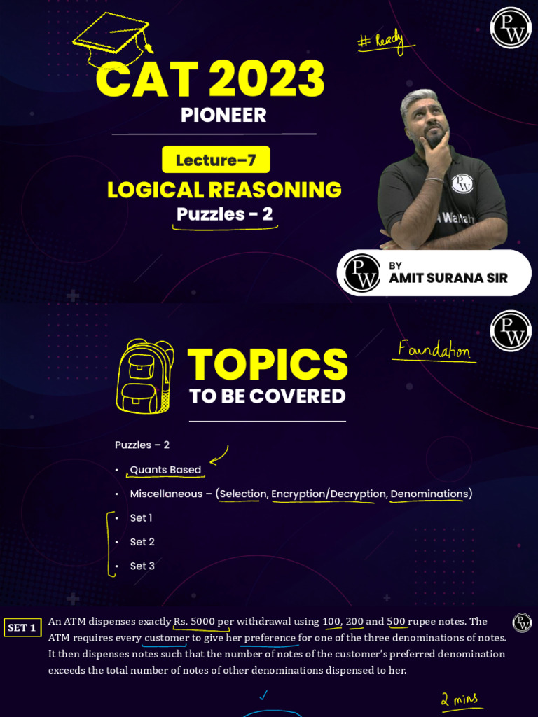 Logical Reasoning 07 Puzzles 2 Class Notes MBA PIONEER 2023 | PDF ...
