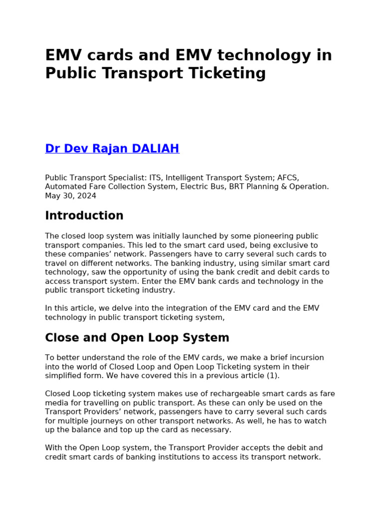EMV Technology in Public Transport | PDF | Debit Card | Emv