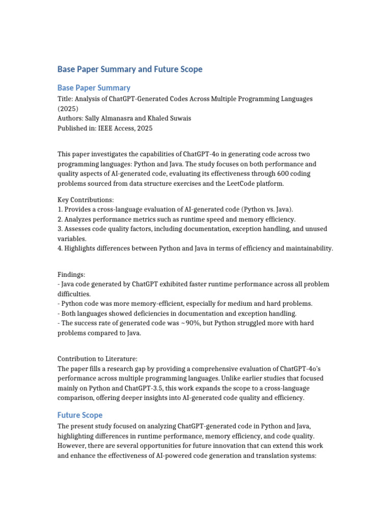 Base Paper Summary and Future Scope | PDF | Java (Programming Language ...
