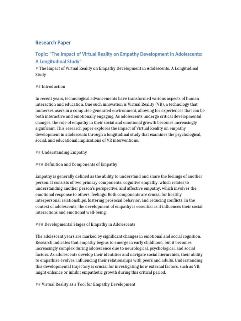 The Impact of Virtual Reality 2589 | PDF | Empathy | Virtual Reality