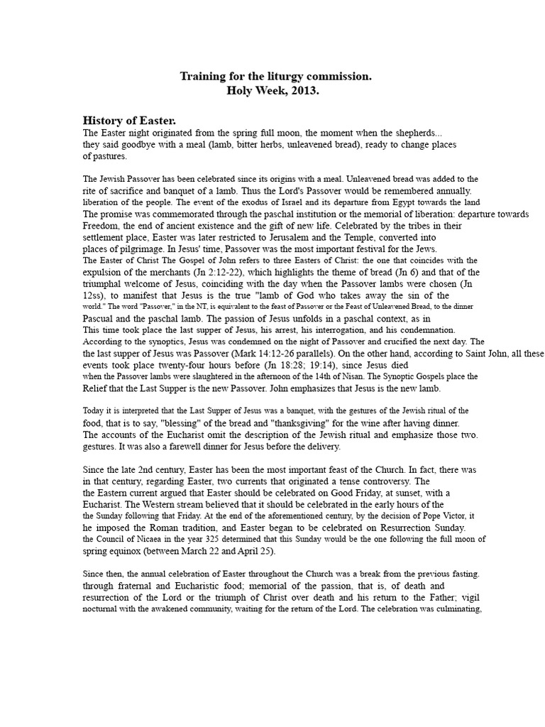 Holy Week Liturgy Training Guide | PDF | Eucharist | Easter