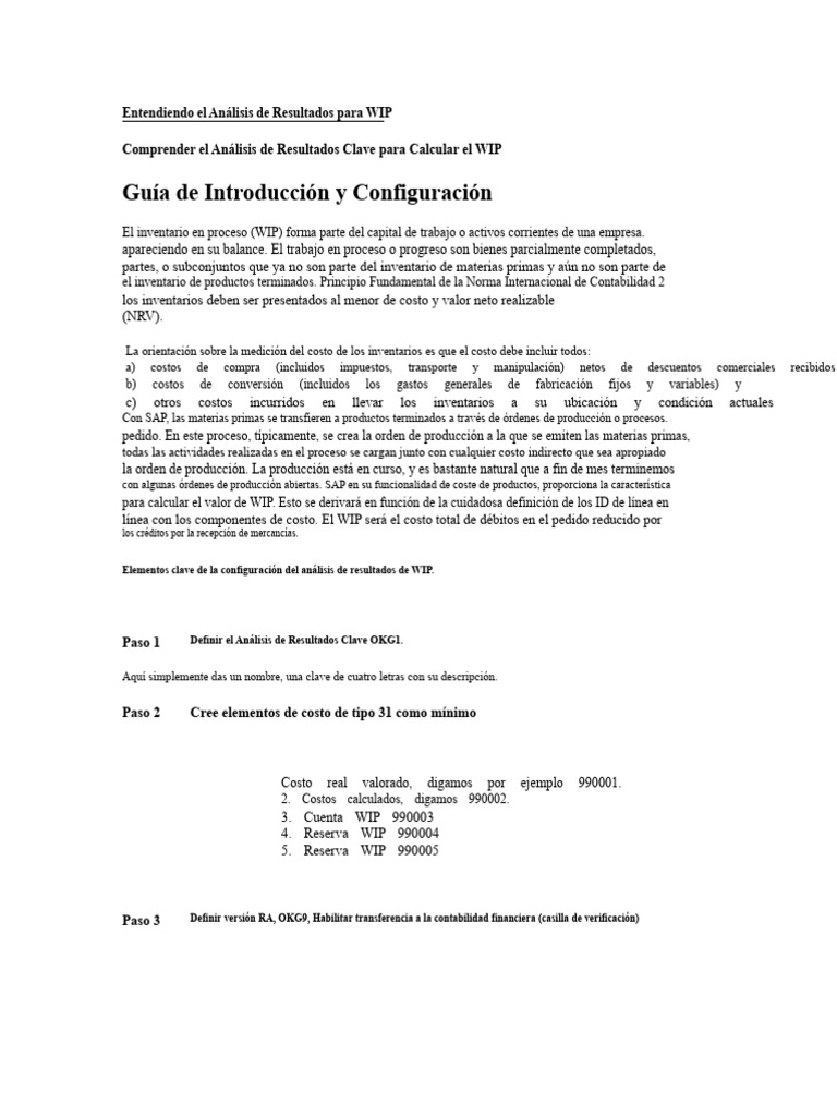 Análisis de Resultados para WIP en SAP | PDF | Contabilidad
