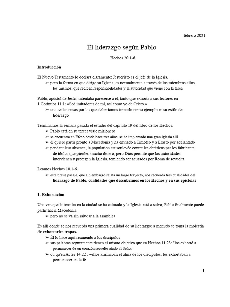 Liderazgo de Pablo en la Iglesia | PDF | Pablo el apóstol | Pascua de ...