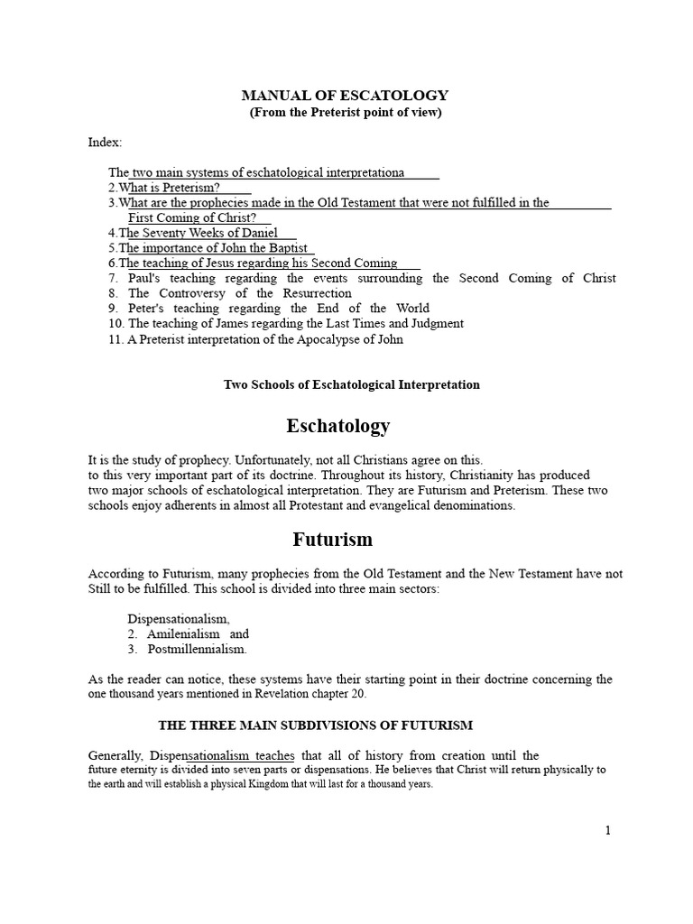 Manual of Preterist Eschatology | PDF | John The Baptist | Bible Prophecy