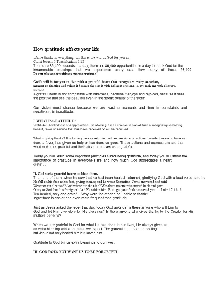 The Power of Gratitude in Life | PDF | Gratitude | God