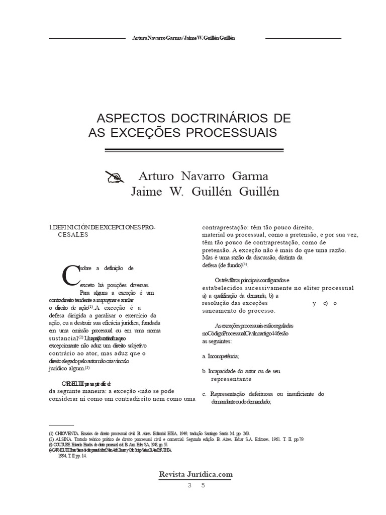 Exceções Processuais: Aspectos Doutrinários | PDF | Ação judicial ...