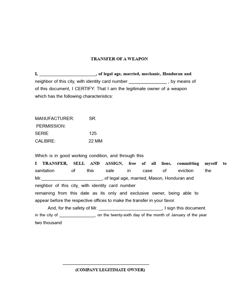 Ohio Firearm Transfer Agreement | PDF