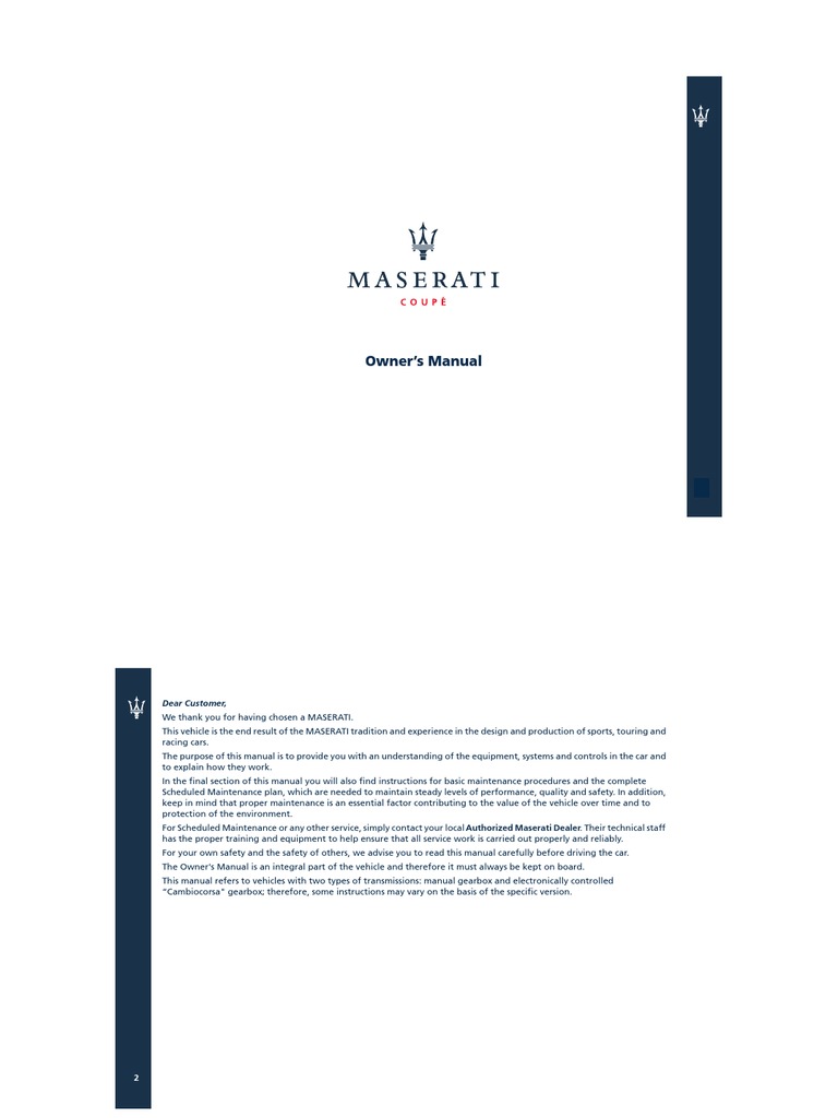 Maserati Owners Manual PDF Seat Belt Airbag