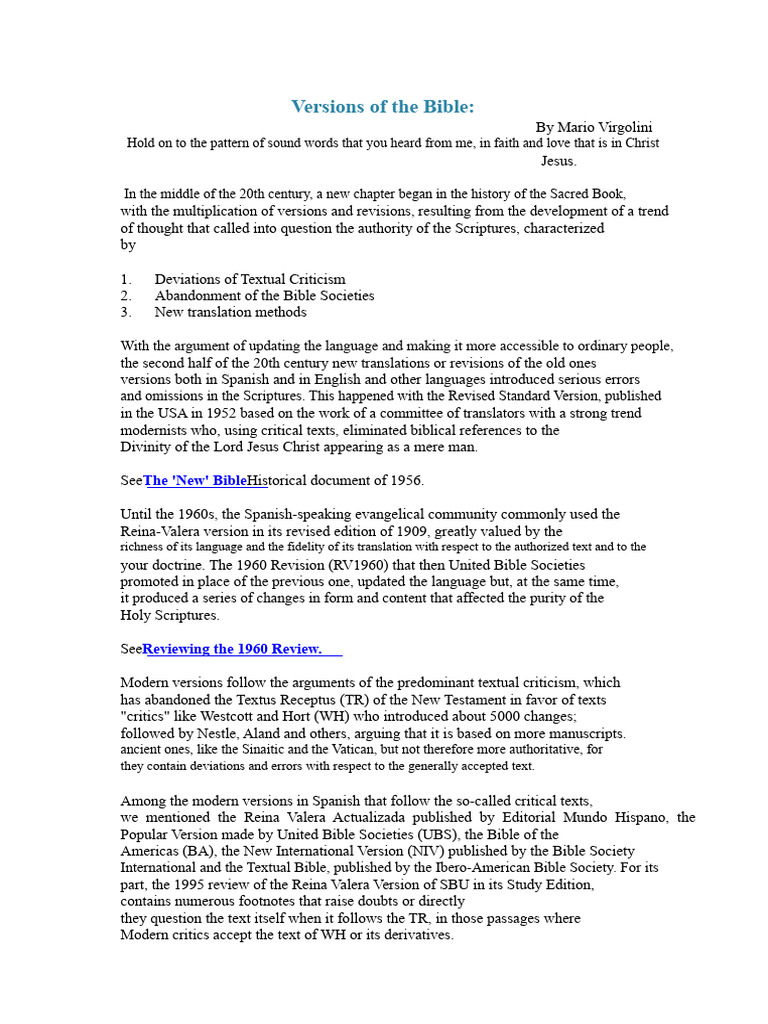 Impact of Modern Bible Translations | PDF | Bible | Religious Texts