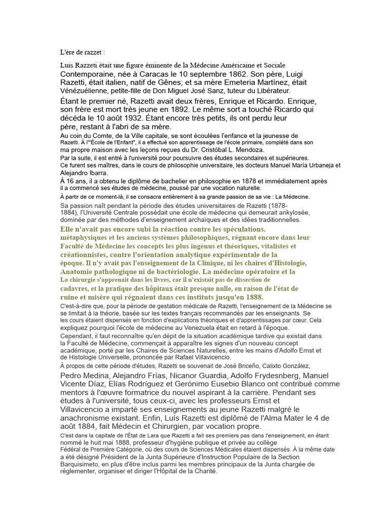 L'héritage de Luis Razetti en médecine | PDF