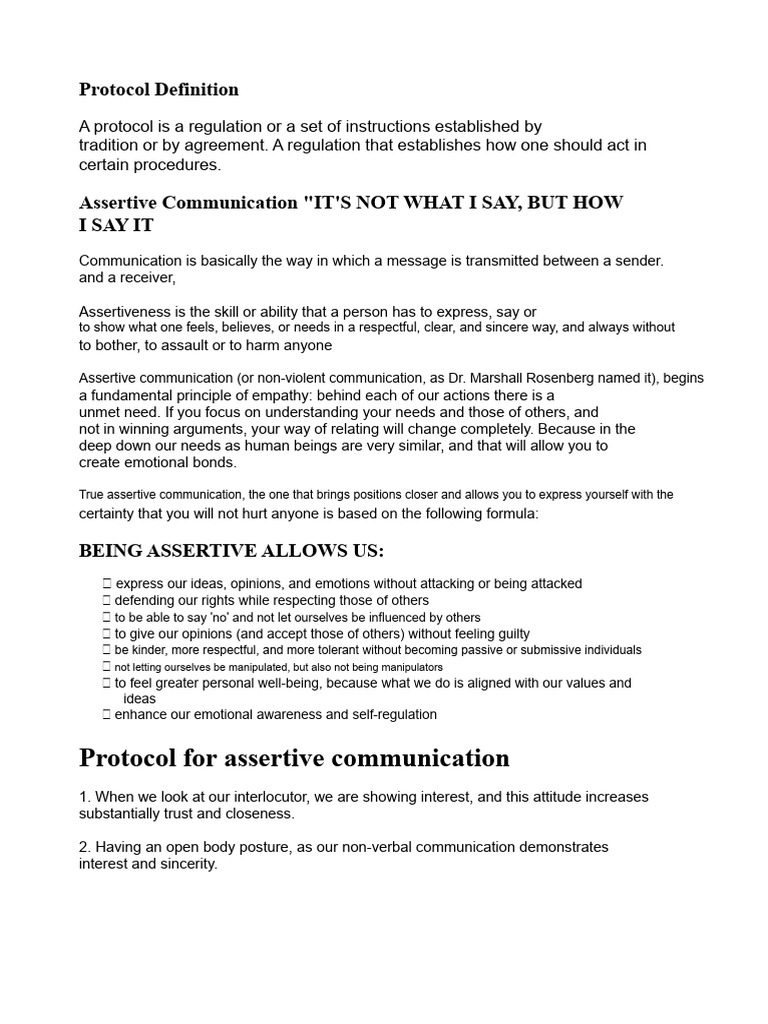 Assertive Communication Protocol Guide | PDF | Communication | Empathy