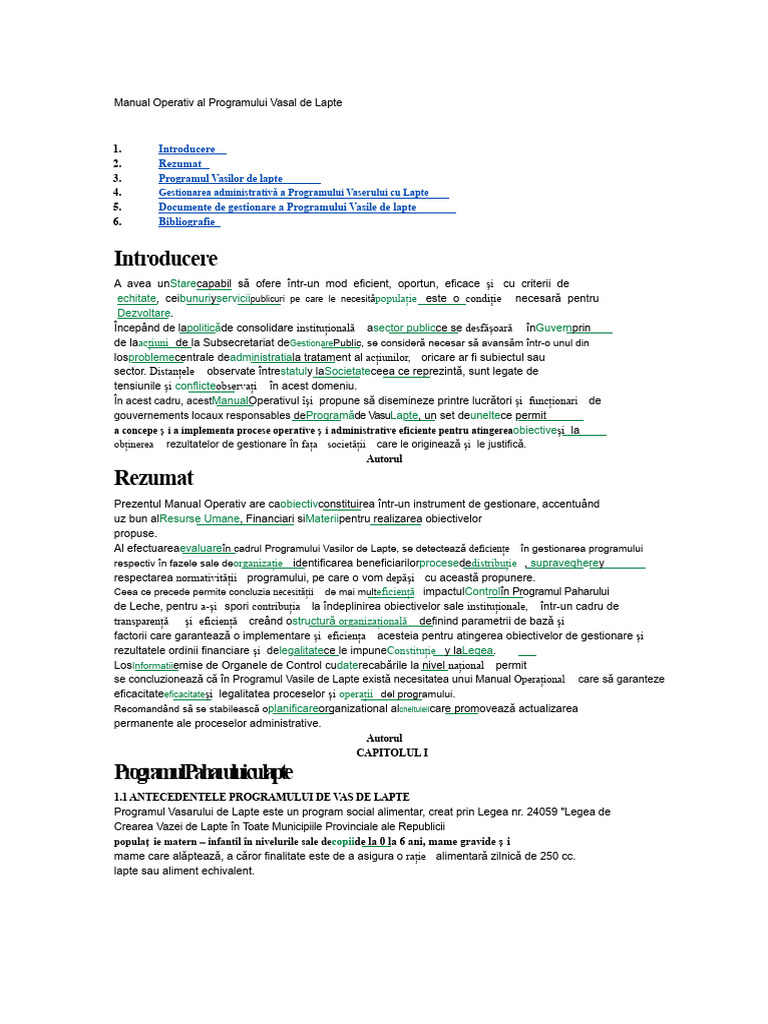 Manualul Operativ Al Programului Paharului de Lapte | PDF