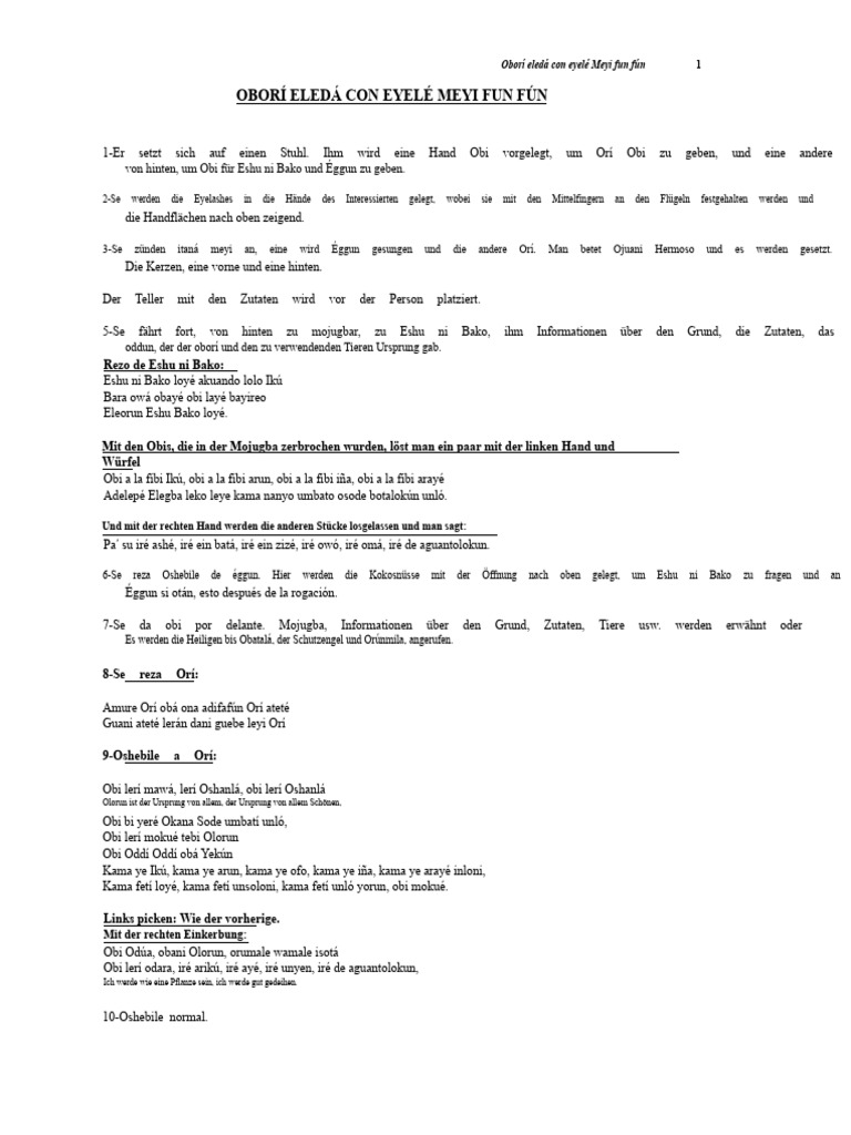 Um Ein Oborí Eledá Mit Eyelé Meyi Fun Fún Zu Machen | PDF