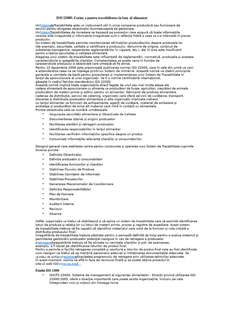 ISO 22005 - Trasabilitate | PDF