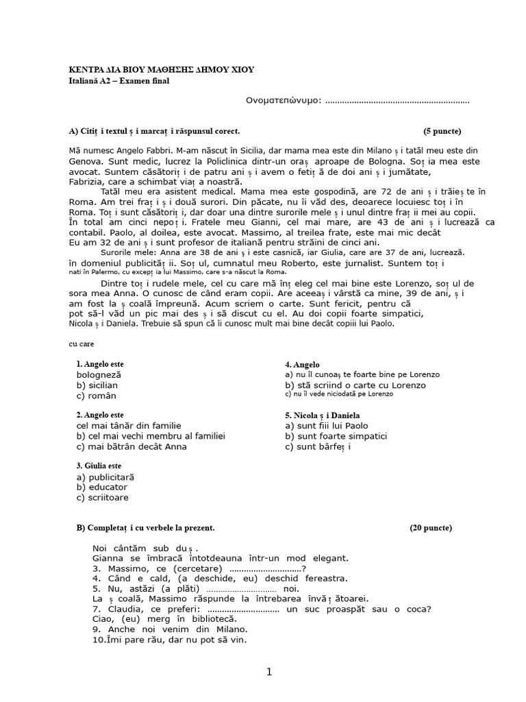 Test Final A2 | PDF