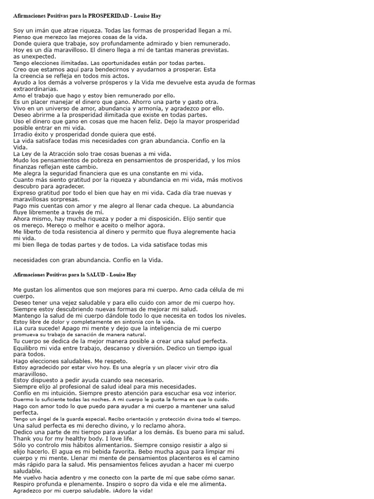 Afirmaciones Positivas para Prosperidad y Éxito | PDF | Amor