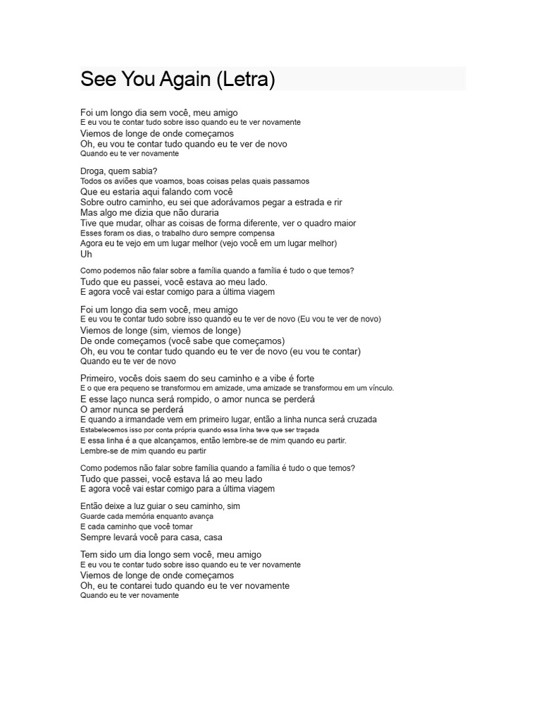 Letra Da Canção | PDF