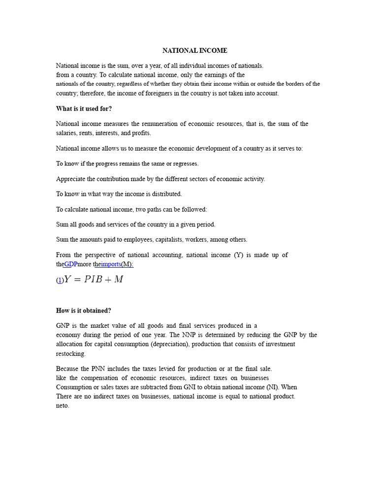 NATIONAL INCOME | PDF | Measures Of National Income And Output | Income
